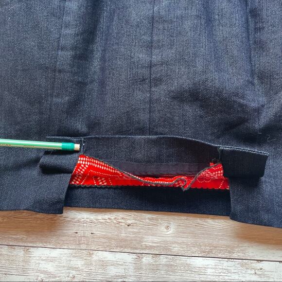 Leifsdottir Denim Mini Skirt Pleated Ruffle Front Dark Blue Wash Size 6 - Picture 6 of 11